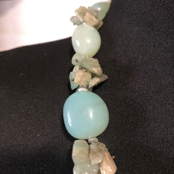 Handmade Beaded Quartz Necklace Vintage Jade Tone